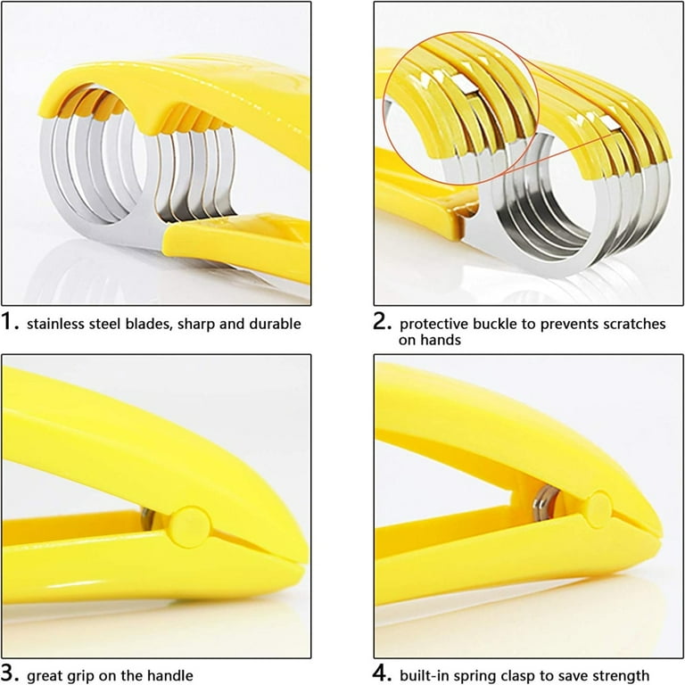  Guyuyii Banana Slicer for Kitchen Tools, ABS + Stainless Steel  Fruit Salad Peeler Cutter, Easy Handle 2.1x1.8x7.1 Inch Kids Vegetable  Chopper, Dishwasher Safe for Sausage, Strawberry, Grape: Home & Kitchen