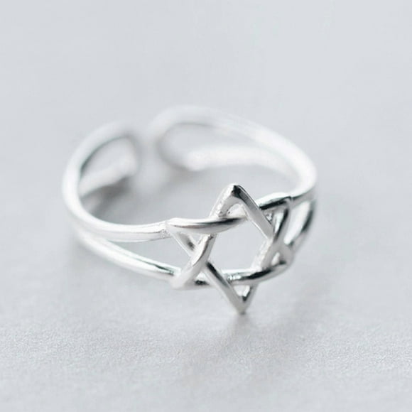 Star of David Silver 925 Ring Minimalist Style Simple Design for Women Jewish Judaism Israel Symbol Fashion Adjustable Jewelry