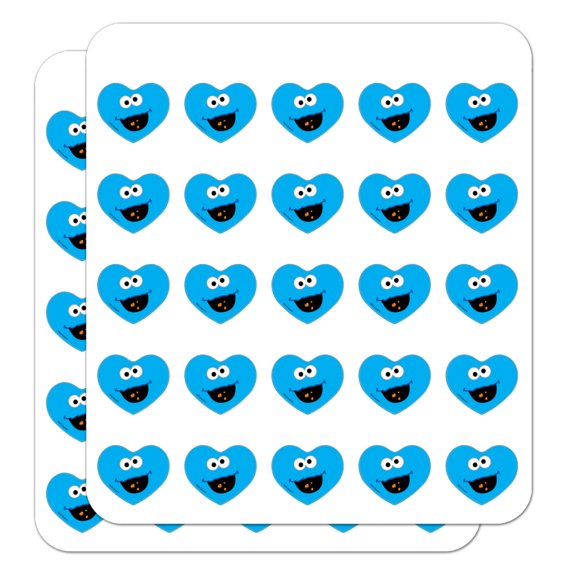Sesame Street Cookie Monster Face Heart Shaped Planner Calendar Scrapbook Craft Stickers