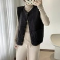 thumbnail image 6 of AherBiu Womens Cropped Fleece Vests Button down V Neck Sleeveless Fall Casual Outwear Vest Coats with Pockets, 6 of 7