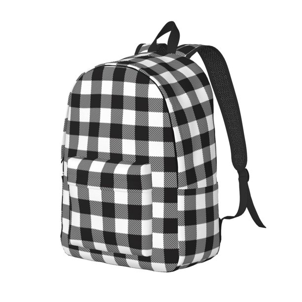 Fotbe Black White Plaid Mochila de Lona con Estampado, Mochila Duradera, Mochila Versátil de Alta Calidad, Mochila Compacta Vintage-Small