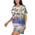 thumbnail image 2 of Bixox Women's Not All Those Who Wander Are Lost Printed Pajama Set 2 Piece Lounge Set Top and Shorts Soft Pajamas, Shorts with Pockets, 2 of 7