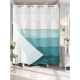 thumbnail image 4 of Teal Ombre No Hook Shower Curtain Waterproof, Bathroom Curtains with Snap in Liners and See Through Top Window, Farmhouse Vintage Wooden Striped Hotel Style Bathtub Curtains Shower 72"Wx72"L, 4 of 8
