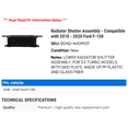 thumbnail image 2 of Radiator Shutter Assembly - Compatible with 2018 - 2020 Ford F-150 2019, 2 of 2
