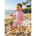 thumbnail image 5 of BemeyourBBs Newborn Baby Girl Pink One Piece Swimsuit Infant Girl Bathing Suit Flower Print Rash Guard Long Sleeve Zipper Ruffle Swimwear Summer Pool Beachwear, 5 of 9