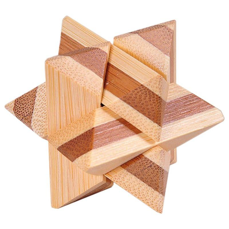 Wooden Wood 3D IQ Brain Teaser Acacia Kong Ming Lock Puzzle Educational Toy_ue 