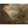 thumbnail image 2 of Herman Saftleven 24x19 Black Ornate Framed Double Matted Museum Art Print Titled: River View in a Mountainous Region (1655 - 1685), 2 of 5