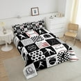 thumbnail image 4 of Erosebridal Baseball Comforter Set Full Size Baseball Gaming Bedding Set Softball Ball Games White Black Plaid Comforter Sports Theme Quilt Set, 4 of 7