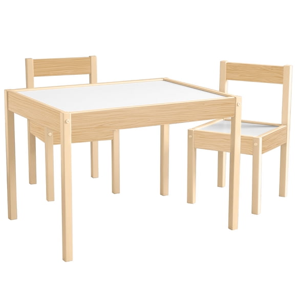Kids House Mesa Montessori Sprout Set Infantil de Madera de Abedul y MDF con 2 Sillas, Ideal para Niños Pequeños, Juego, Aprendizaje, Lectura y Manualidades, Diseño Compacto y Seguro, 64x48cm