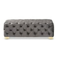 thumbnail image 2 of Avara Glam and Luxe Gray Velvet Fabric Upholstered Gold Finished Button Tufted Bench Ottoman, 2 of 5