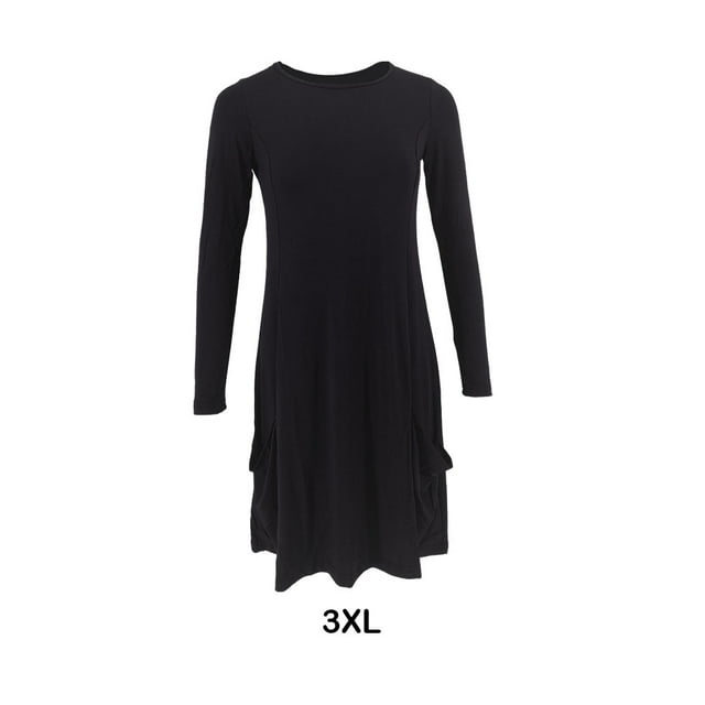 Ruiboury Robe Chandail Vintage Décontractée en Coton à Manches Longues, Printemps, Noir 3TG