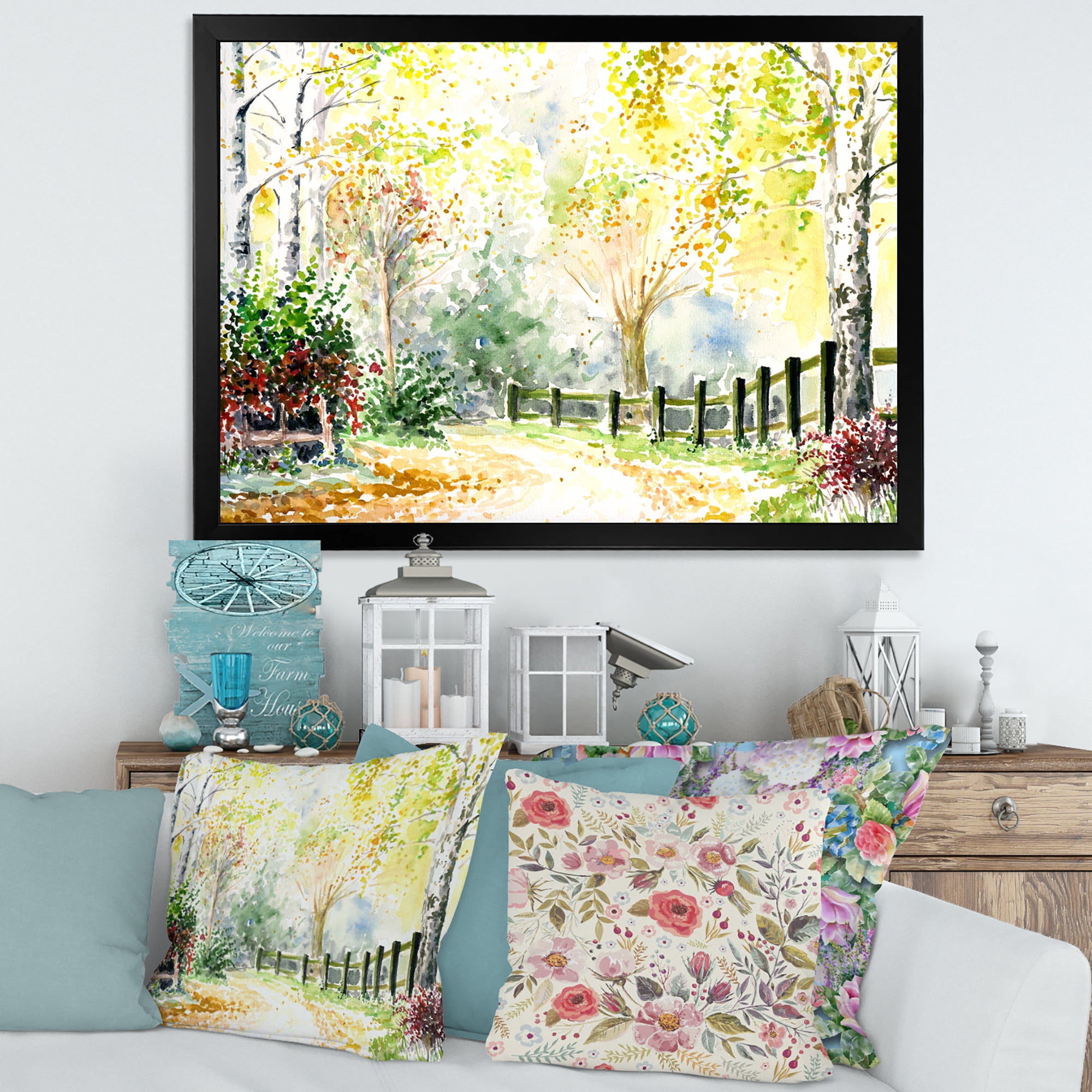 Designart 'Autumn Countryside The Afternoon Landscape' Traditional Framed Art Print