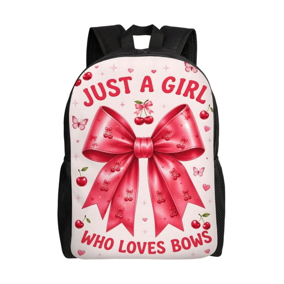 Pink Bow Backpack Full Front Print Travel Laptop Bag for Men and Women