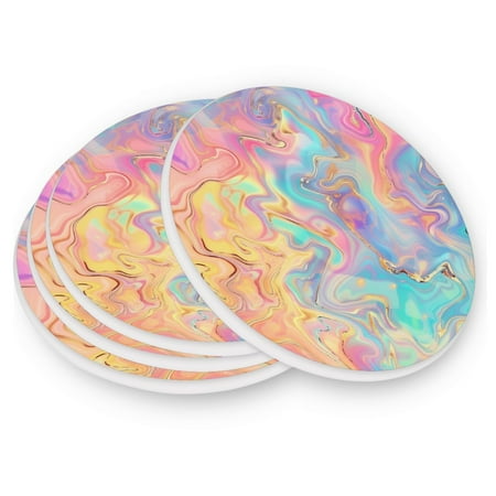

Round Coasters Modern Style Ceramic Coaster Waterproof and Durable Drink Coaster Coasters set of 4 Customizable Coasters 1pc Pastel Marble Texture