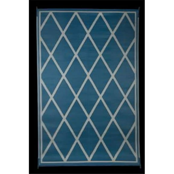 8 x 20 ft. Reversible RV Outdoor Patio Mat, Blue & Ivory