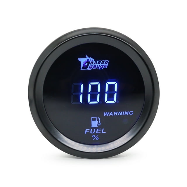 Tignapoo Jauge de Niveau de Carburant Numérique Universelle 2 Pouces 52MM avec Rétroéclairage Bleu pour Modification de Véhicule, Compatible avec Capteurs 240-33 Ohms, Inclut Câble d'Alimentation et Accessoires de Montage