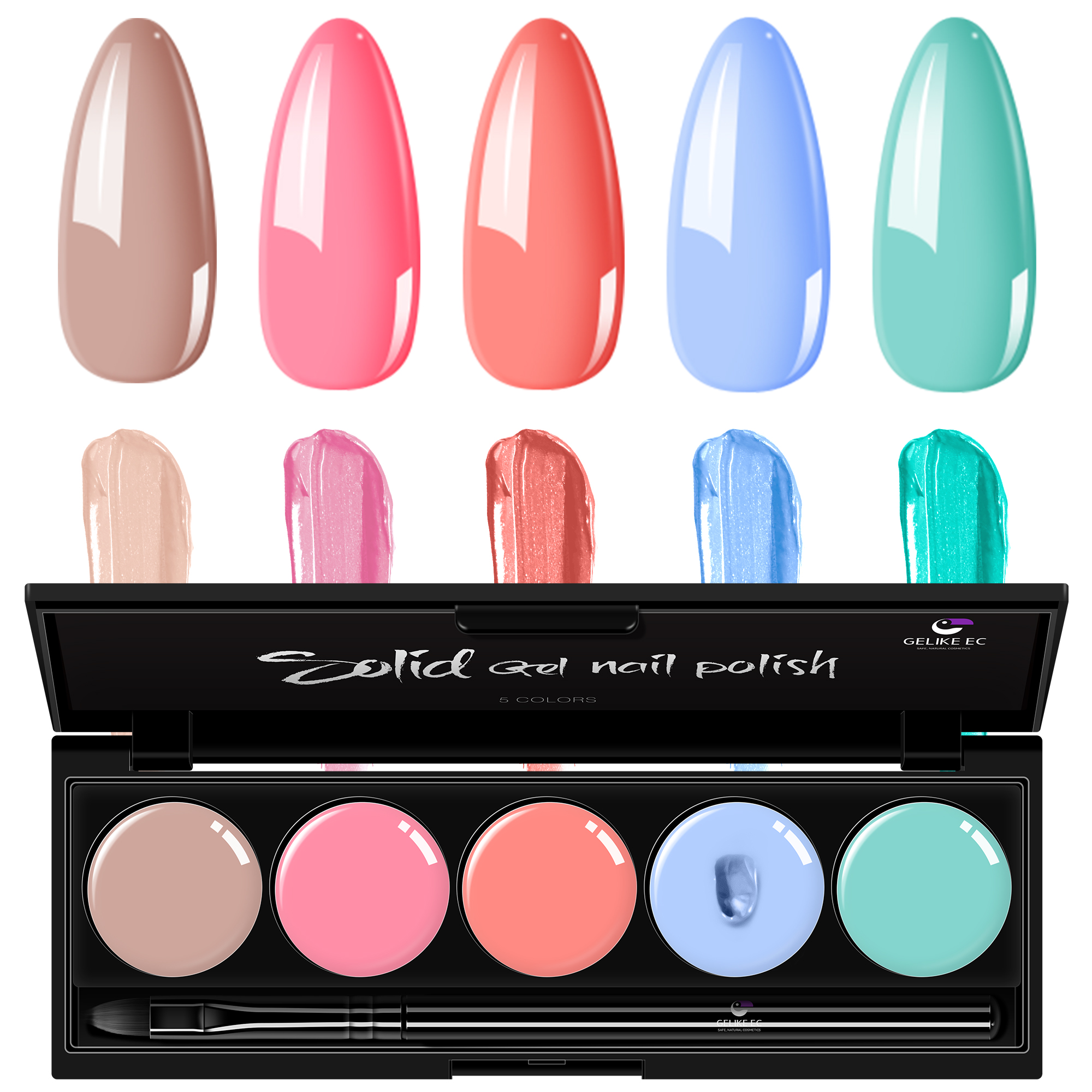 Gelike EC Solid Gel Nail Polish, 5 Colors Dark Bright Red Gel Nail