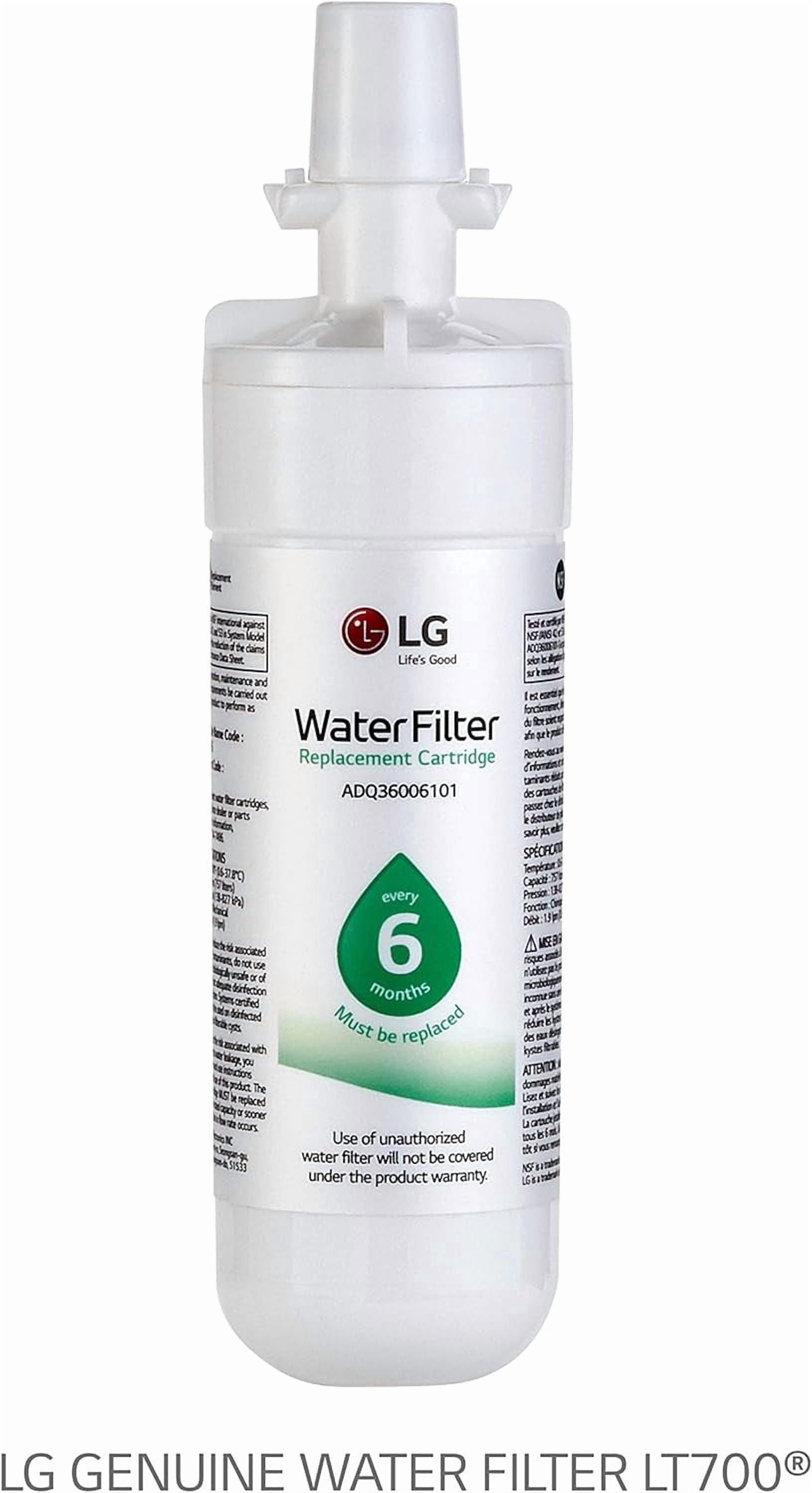 2-Pack LT700P Replacement Refrigerator Water Filter – NSF 42 & 53 Certified, Compatible For LG Fridge Water Filter, 6-Month / 200 Gallon, White