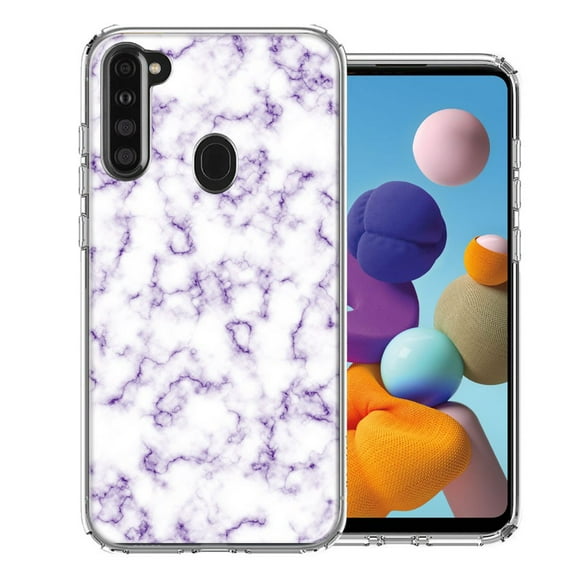 MUNDAZE For Samsung A21 Purple Marble Design Double Layer Phone Case Cover