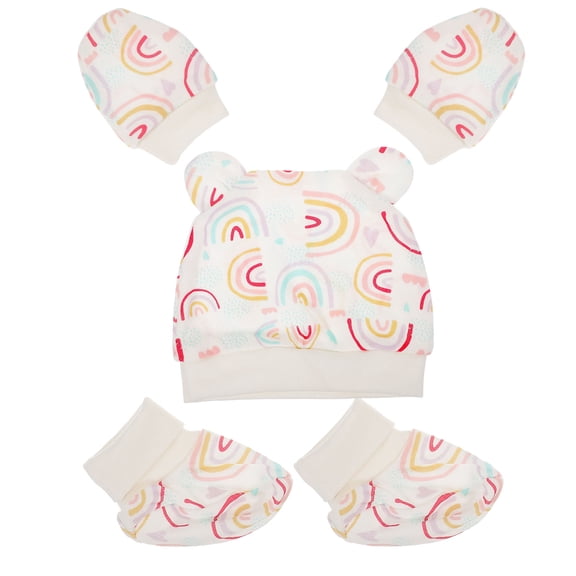 GOOHOCHY  Cotton Foot Covers Hat Baby Girl Bonnet Infant Newborn Colorful