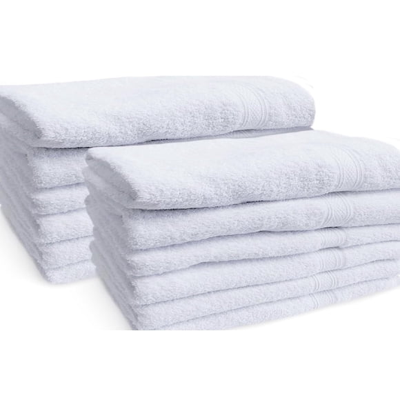 Towels N More Lot de 12 Serviettes de Gym Blanches 20x40, Petites Serviettes de Bain pour Salle de Bain, Salon, Séchage des Cheveux, Qualité Spa, Serviette Extra Douce en Coton Filé à l'Anneau Premium