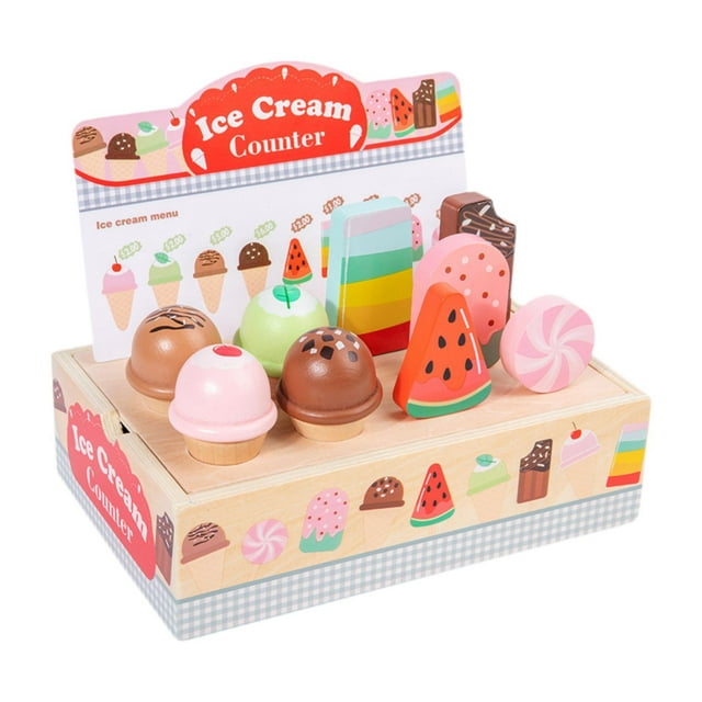 Juego De Mesa De Helado De Madera, Juguetes De Simulación Para Edades De 3, 4, 5 Y 6 Años, Fiesta Navideña