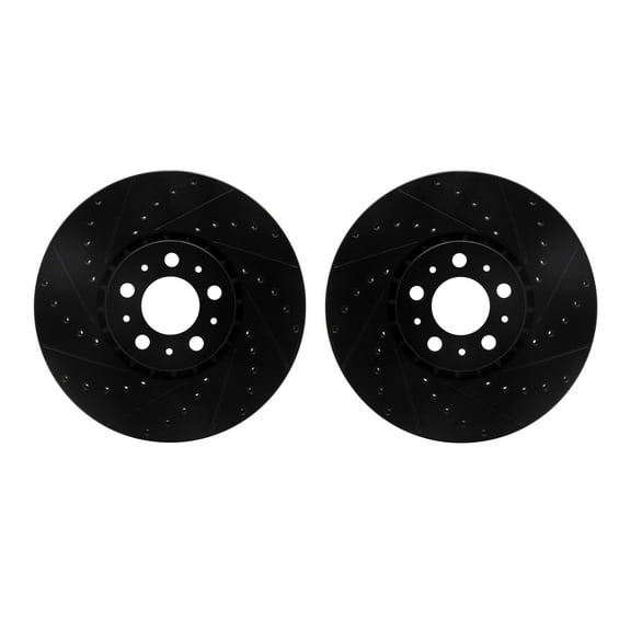 Dynamic Friction Company Front Brake Rotors-Drilled and Slotted-Black 8002-27028