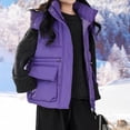 thumbnail image 7 of Kids Puffer Vest Girls Detachable Hood Sleeveless Padded Gilet Zip Snap Cargo Flap Pockets Adjustable Waist Warm Winter Outerwear Waistcoat, 7 of 7