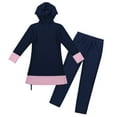 thumbnail image 4 of Yartina Girls Sweetheart Printed Long Sleeves Full Cover Conservative Hijab Burkini Rash Guard Navy Blue 130, 4 of 7