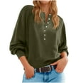 thumbnail image 2 of Stamzod Women's Sweaters Solid Color Crewneck Long Sleeve Button Pullover Sweaters Casual Early Fall Fashion Sweater Army Green XXL, 2 of 9
