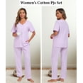 thumbnail image 5 of ANLIQI 100% Cotton Pajamas for Women Short Sleeve Sleepwear & Pants 2 Piece Pjs Loungewear Pj Set with Pocket S-XXL(Light Purple,M), 5 of 7