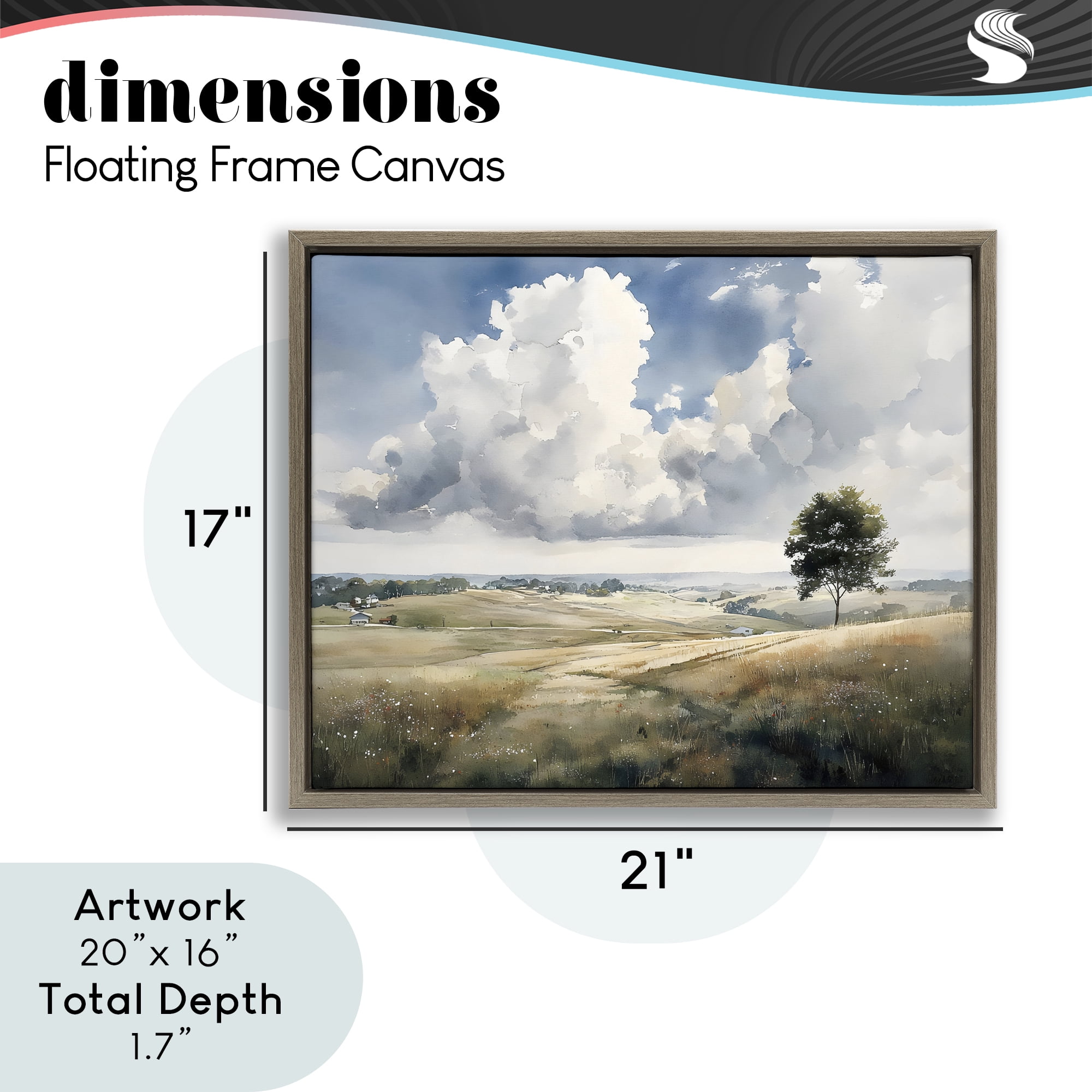 Stupell Industries Pretty Hills with Solitary Tree Brown Framed Floater Canvas Wall Art, design by Franklyn Gregory