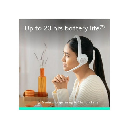 Logitech - Zone 300 Wireless Bluetooth On-ear Headset With Noise-Canceling Microphone - Off-White