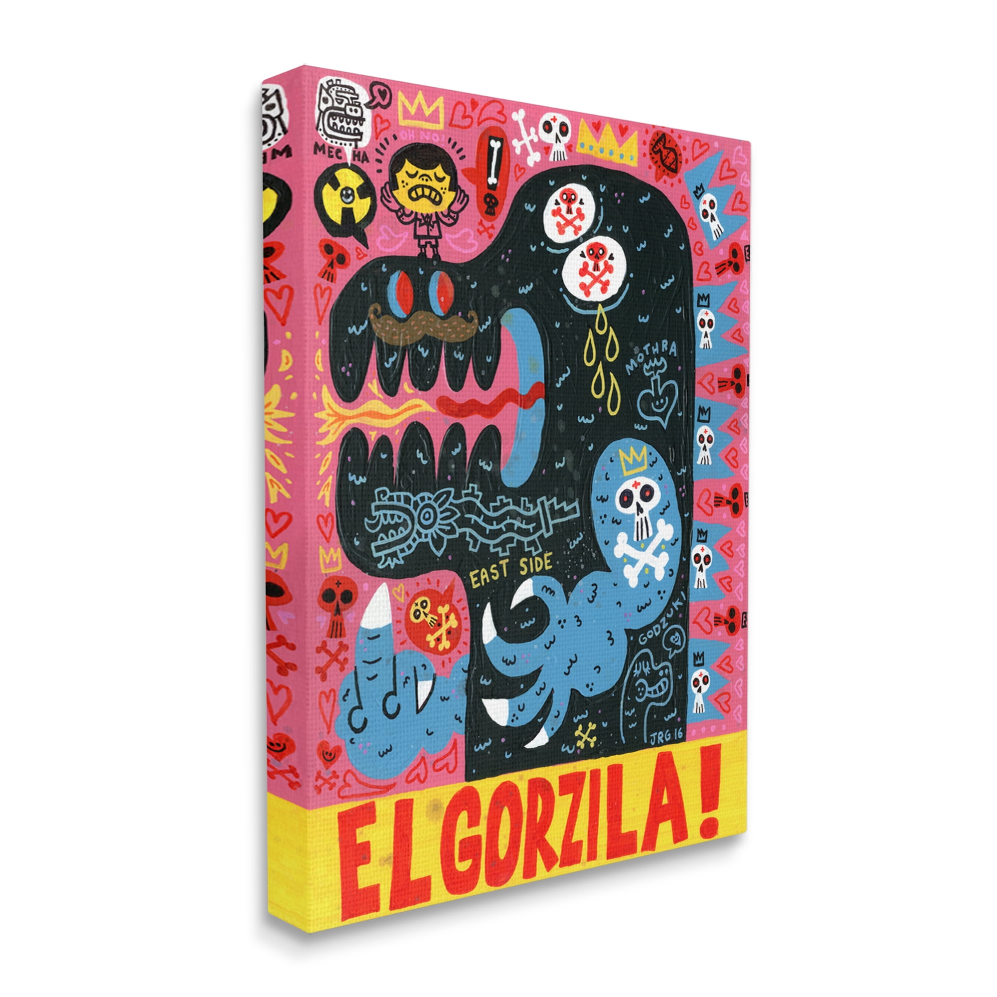 El Gorzila Pop Style Monster Typography Middle Finger Fairy Tales & Fantasy Graphic Art Gallery-Wrapped Canvas Print Wall Art