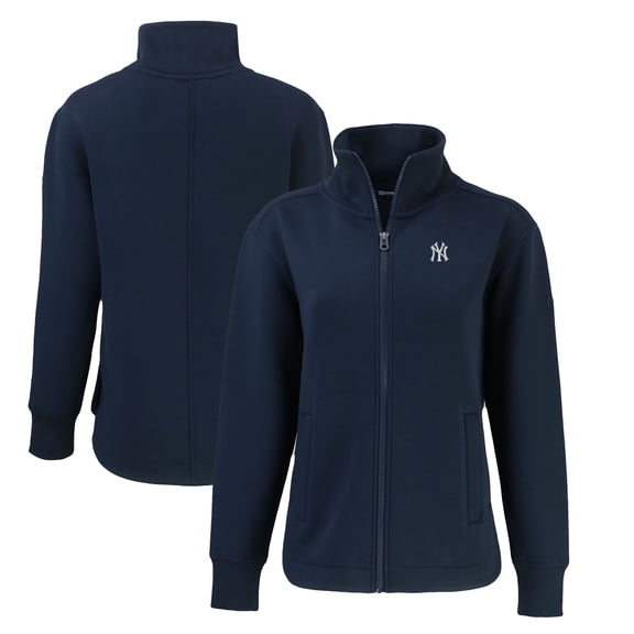 Women's Cutter & Buck Navy New York Yankees Roam Eco Recycled Full-Zip Jacket