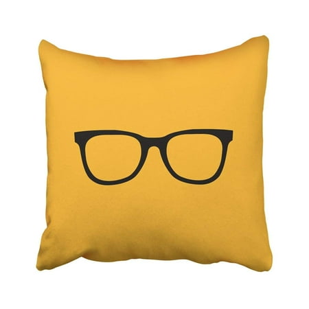 ARTJIA Orange Accessory Black Hipster Glasses Yellow Color Corrective Eyeglasses Eyesight Geek Pillowcase Cover 16x16 inch