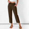 thumbnail image 4 of Women Linen Baggy Palazzo Harem Pants Drawstring Elastic Waist Beach Gauze Trousers Casual Lounge Pants 2026 Vacation, 4 of 7