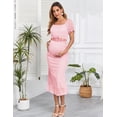 thumbnail image 4 of Vestido de maternidad AISWI con mangas abullonadas, cuello cuadrado, malla, rosa, 4 of 6