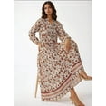 thumbnail image 2 of Printed V-Neck Maxi Dress with Buttons, 2 of 6