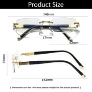 1 Pair Mens Diamond Shape Rimless Blue Light Blocking Reading Glasses Metal Readers +0.75