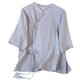 thumbnail image 2 of Fiudx Camisas para Mujer Top de Manga Corta con Botones y Cuello Inclinado con Cuello Alto Bordado y Lino para Mujer, 2 of 5