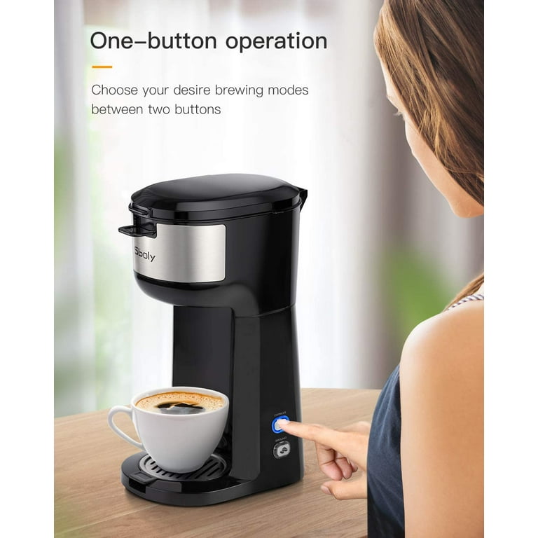 Single Serve Coffee Maker Brewer for K-Cup Pod & Ground Coffee Thermal Drip Instant  Coffee Machine with Self Cleaning Function, Brew Strength Control 