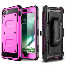 For iPhone SE 2022 2020 iPhone 8 iPhone 7 Phone Case SOATUTO Heavy Duty Protective Case with Kickstand, Build-in Screen Protector and Belt Swivel Clip For Apple iPhone 8 / iPhone 7 4.7 inch (Pink)