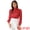 Red, variant on DARING DIVA Women's Satin Puff Long Sleeve Pleated Mock Neck Blouse S White