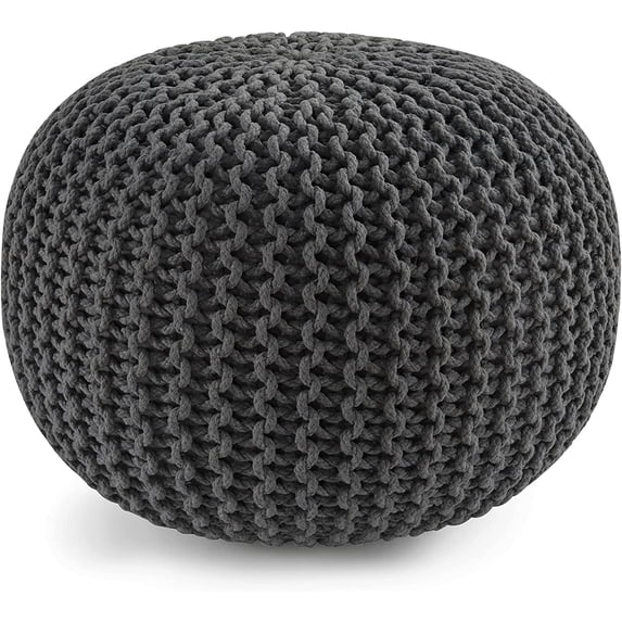 ZXNYH Pouf Ottoman - Hand Knitted Ottoman Foot Rest, Large Round Pouf, Poufs for Living Room, Bean Bag Ottoman, Floor Pouf, Macrame Chair - 20 Diameter x 14 Height - Mystic Pure Natural