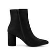 thumbnail image 3 of BLISSFUL STEP Women's Pointy Toe Side Zip Block Heel Ankle Boots Black 8, 3 of 7