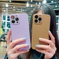 thumbnail image 3 of Funda de teléfono para IPhone X, XR, XS, 11, 12, 13, 14 Pro Max, 7, 8 Plus, contraportada de silicona líquida a prueba de golpes, Color puro contraído, 3 of 4