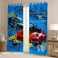 thumbnail image 2 of Homewish Colorful Race Car Black Out Curtains,Teens Extreme Sport Curtains Pack of 2 (42x63 Each),Blue Red Bedroom Curtains For Boys,Luxury Bedroom Decor, 2 of 6