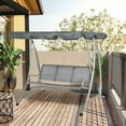 thumbnail image 3 of YYAo Porch Swing Chairs,Patio Porch Swings,3-Seat Outdoor Porch Swing Chair, Patio Swing Glider with Adjustable Canopy, Breathable Seat, Beige, 3 of 13