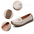 thumbnail image 5 of longantii Women's Comfort Leather Flat Slip On Loafers Casual Round Toe Soft Sole Moccasins Boat Shoes Classic Driving Lightweight Penny Work Shoe Beige, 5 of 9